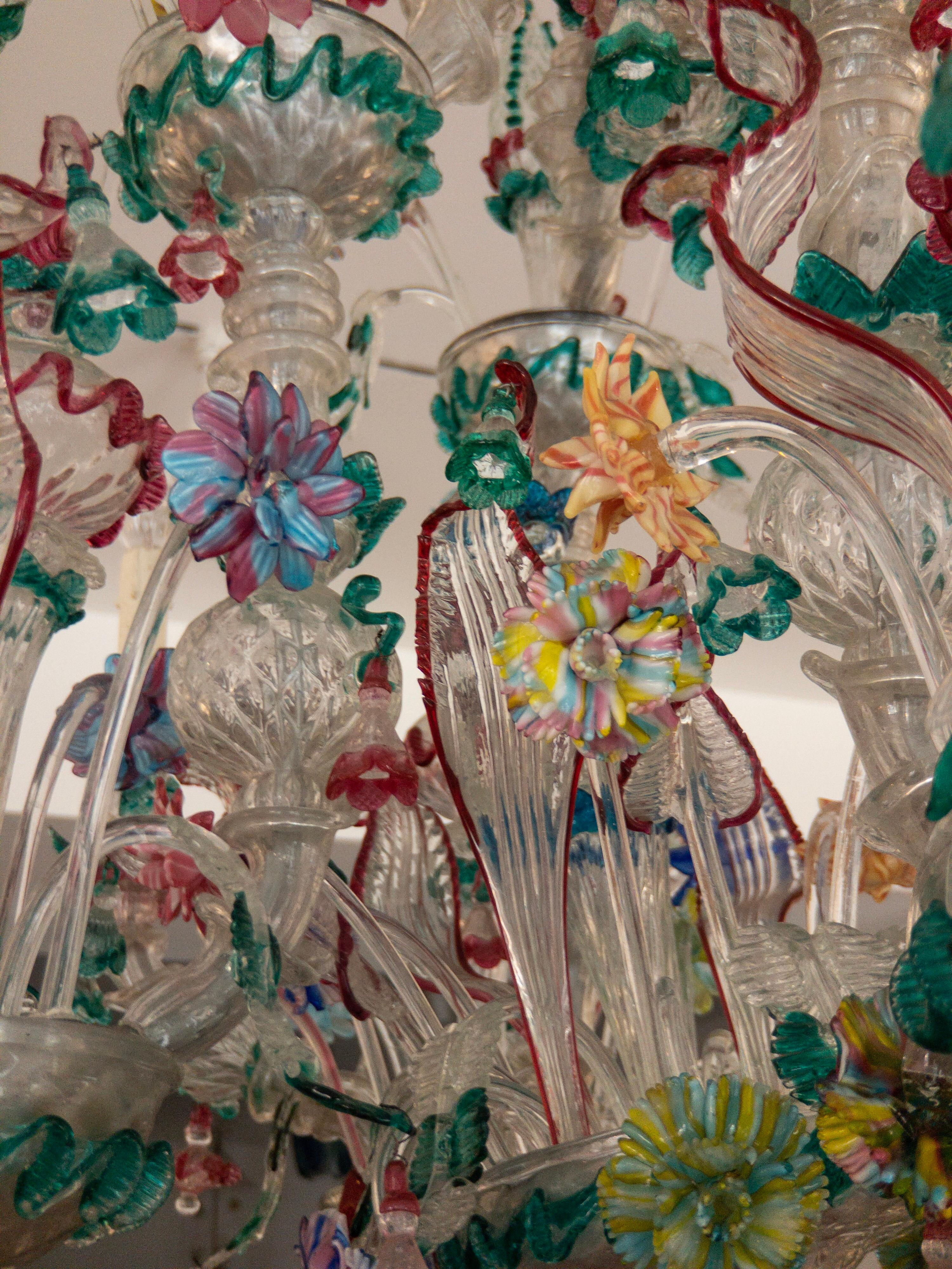 Milieu du XXe siècle Lustre vintage en verre de Murano « Ca'' Rezzonico » d'après Giuseppe Briati, Italie, années 1960