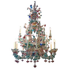 Vintage Ca' Rezzonico Murano Glass Chandelier after Giuseppe Briati, Italy 1960s