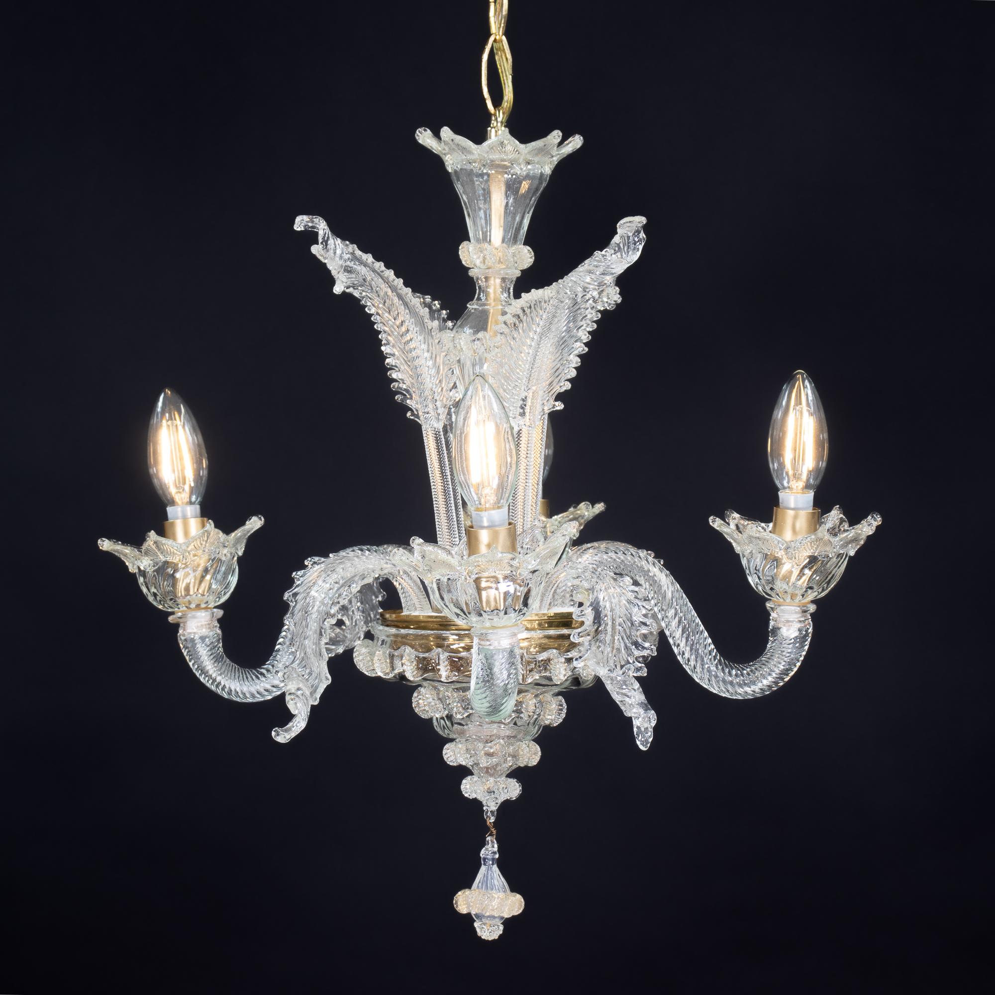 Baroque Vintage Ca’ Rezzonico Style Gold‑Infused Murano in the Manner of Giuseppe Briati For Sale