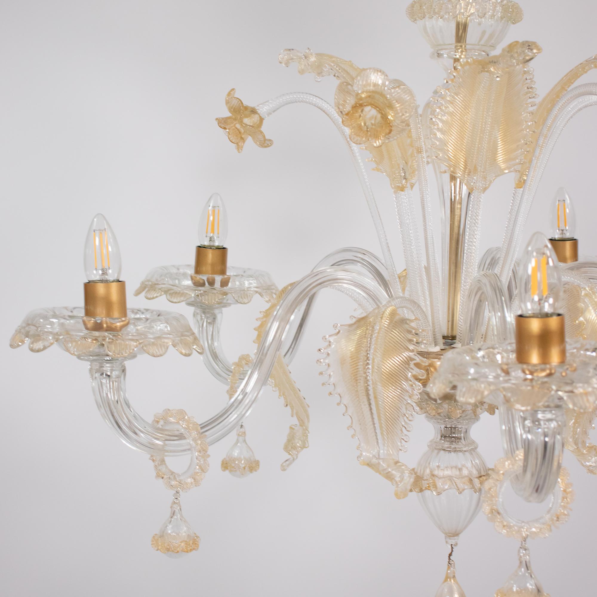 Vintage Ca' Rezzonico Style Gold-Infused Murano Kronleuchter inspiriert von Briati im Angebot 3