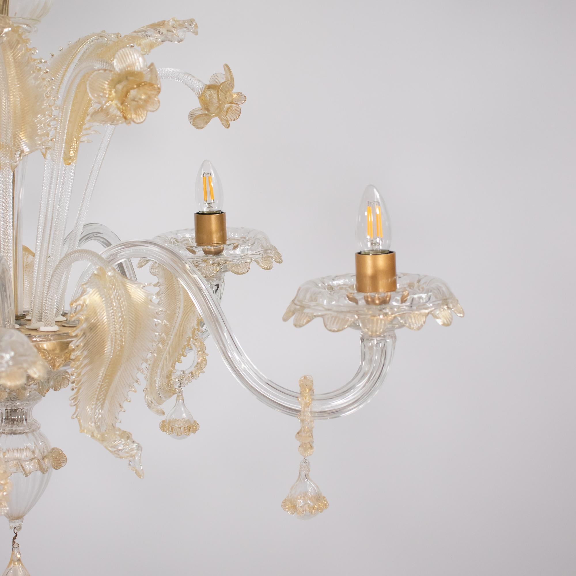 Vintage Ca' Rezzonico Style Gold-Infused Murano Kronleuchter inspiriert von Briati im Angebot 4
