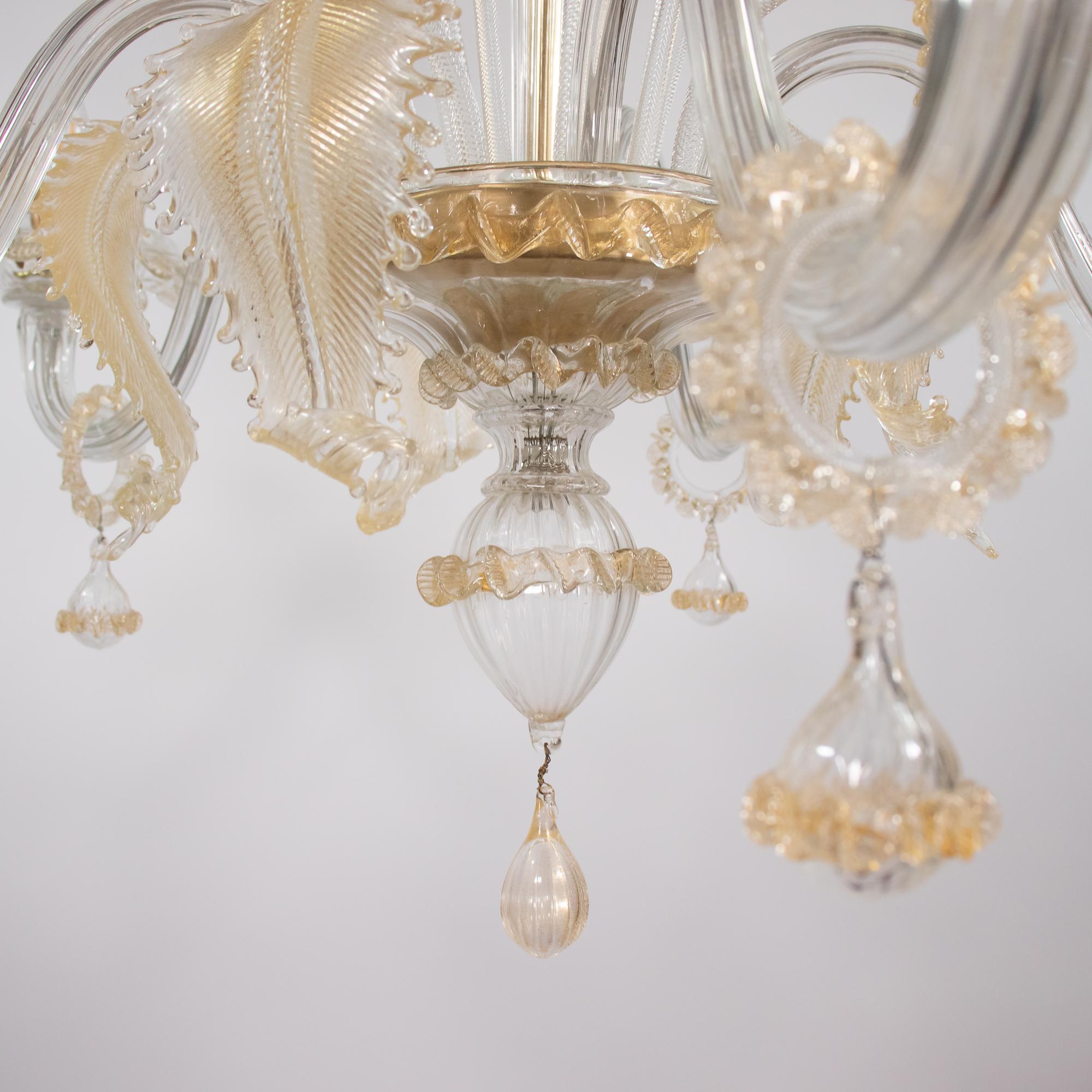 Vintage Ca' Rezzonico Style Gold-Infused Murano Kronleuchter inspiriert von Briati im Angebot 5