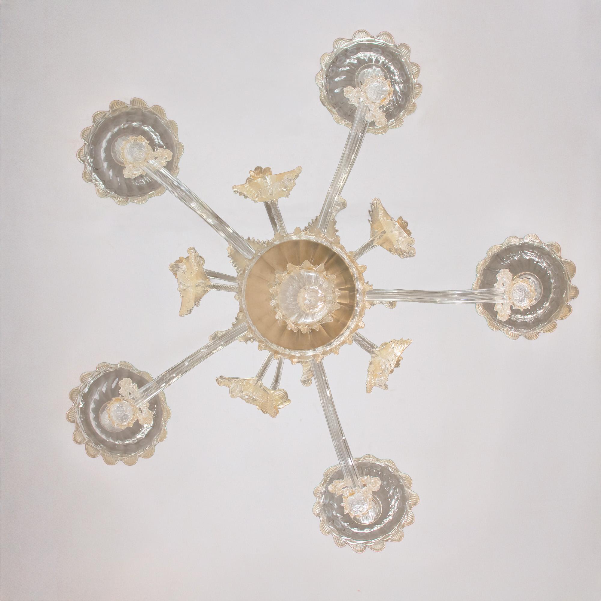 Vintage Ca' Rezzonico Style Gold-Infused Murano Kronleuchter inspiriert von Briati im Angebot 6