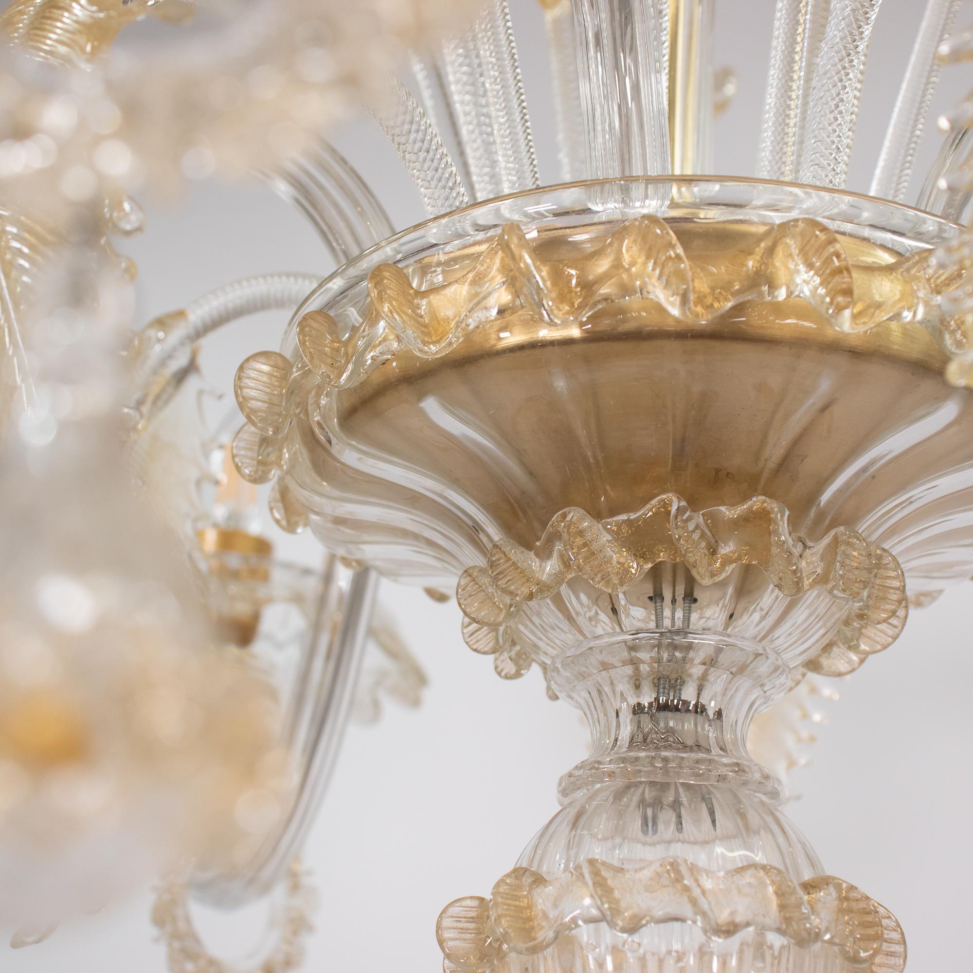 Vintage Ca' Rezzonico Style Gold-Infused Murano Kronleuchter inspiriert von Briati im Angebot 7