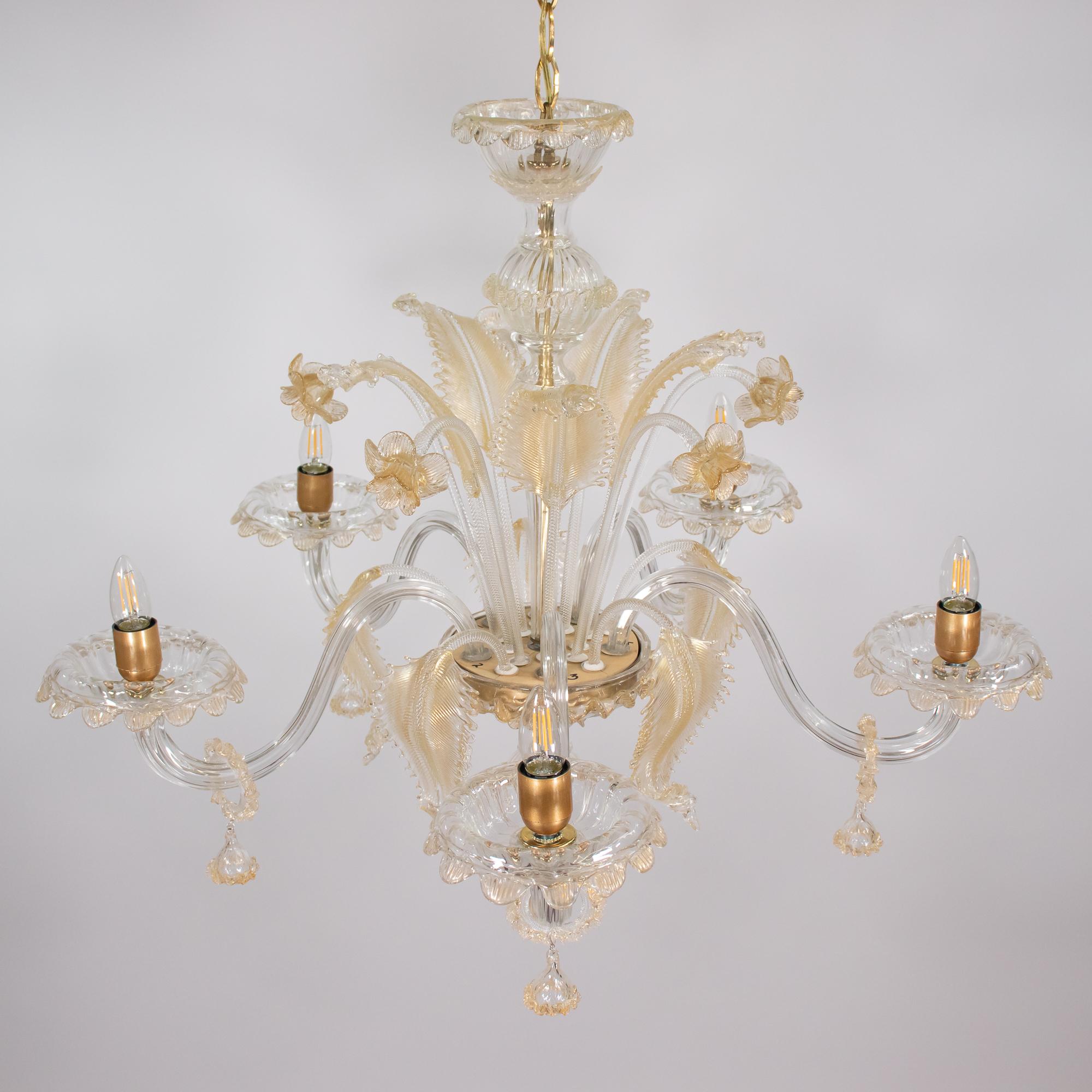 Vintage Ca' Rezzonico Style Gold-Infused Murano Kronleuchter inspiriert von Briati im Angebot 11