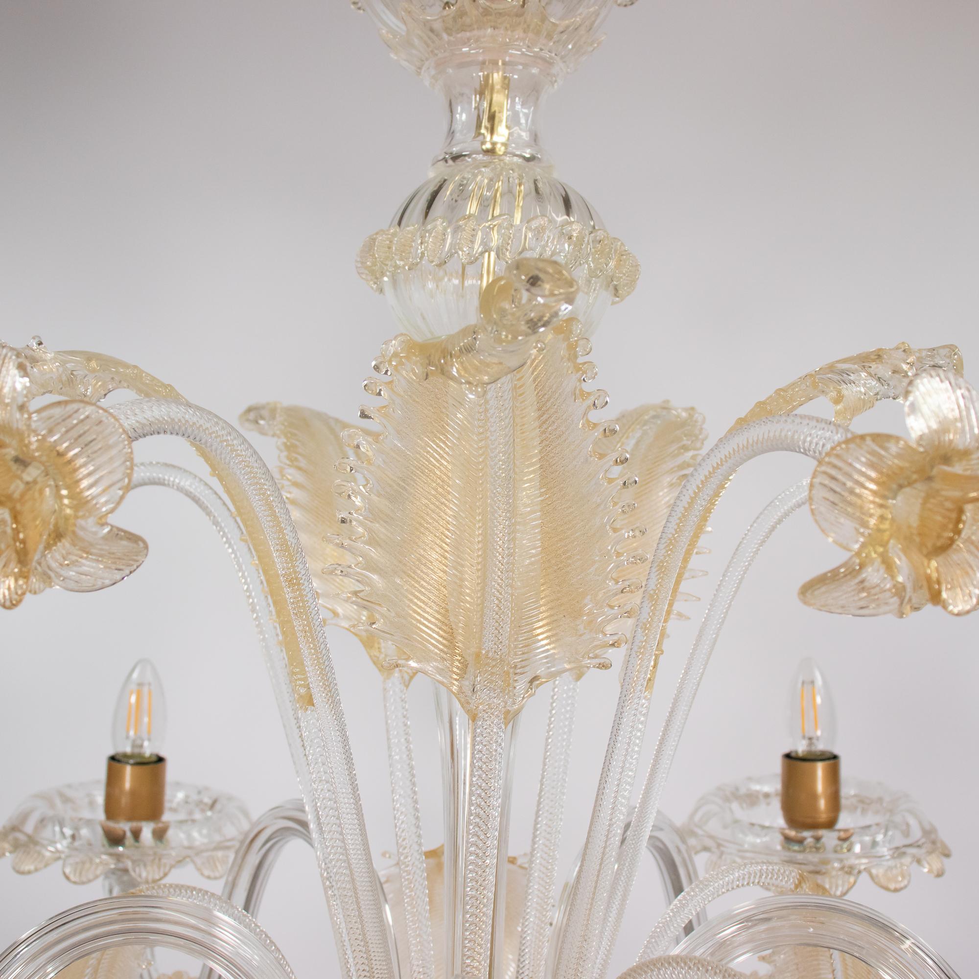 Vintage Ca' Rezzonico Style Gold-Infused Murano Kronleuchter inspiriert von Briati (Muranoglas) im Angebot
