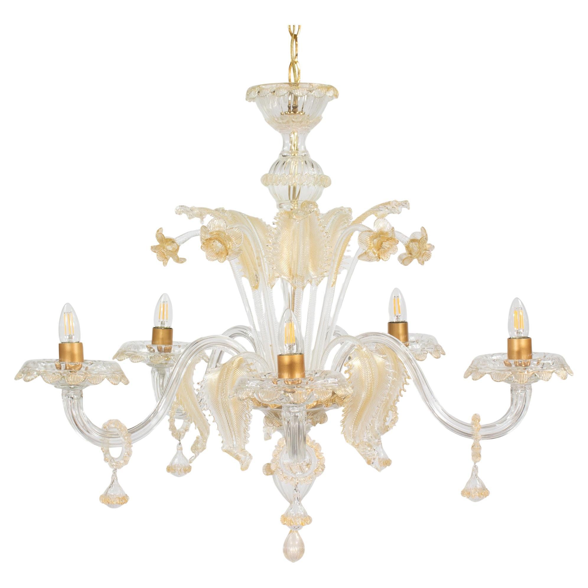 Vintage Ca
 Rezzonico Style Gold-Infused Murano Kronleuchter inspiriert von Briati