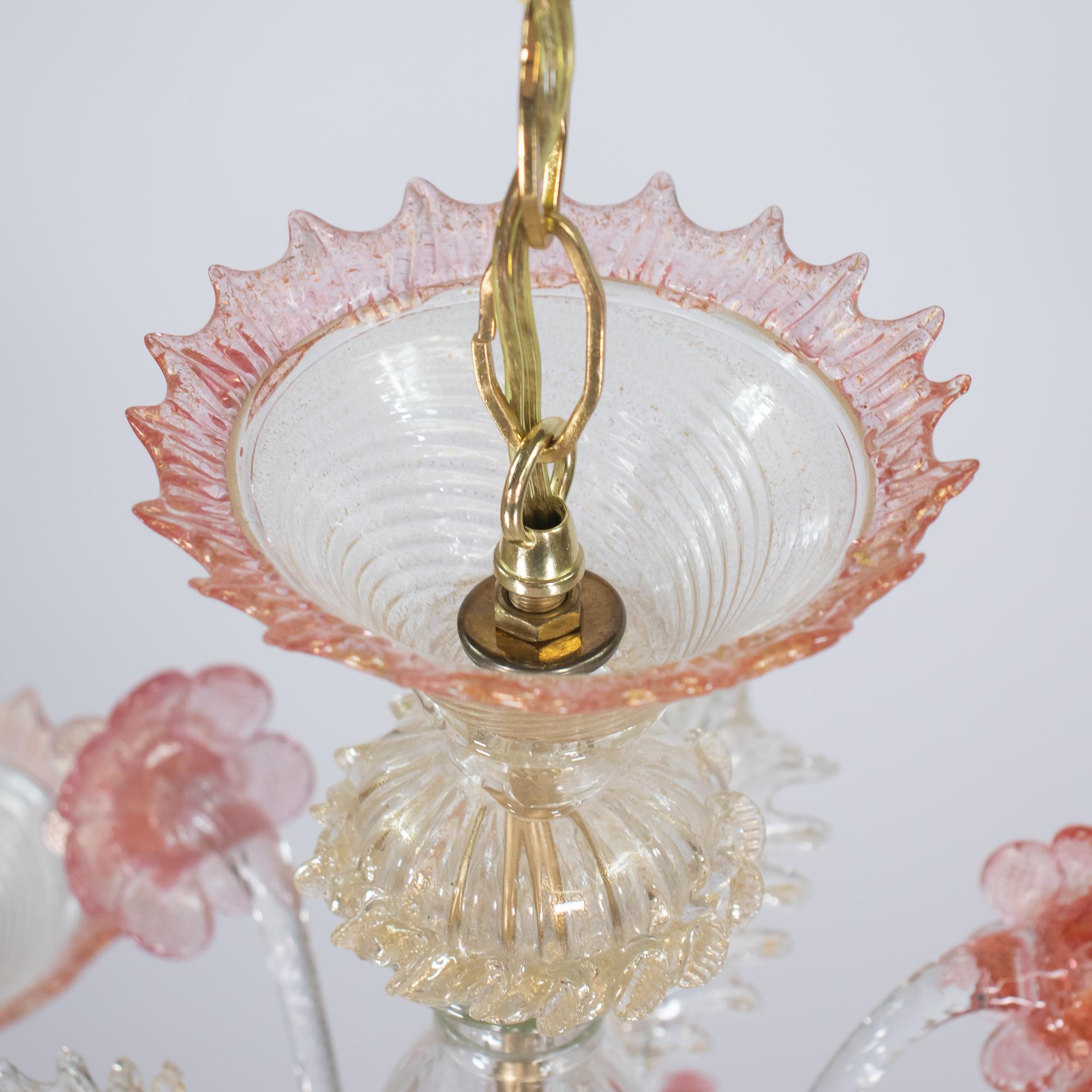 Neobarocco Lampadario vintage di Murano in oro rosa in stile Ca' Rezzonico alla maniera di Briati in vendita