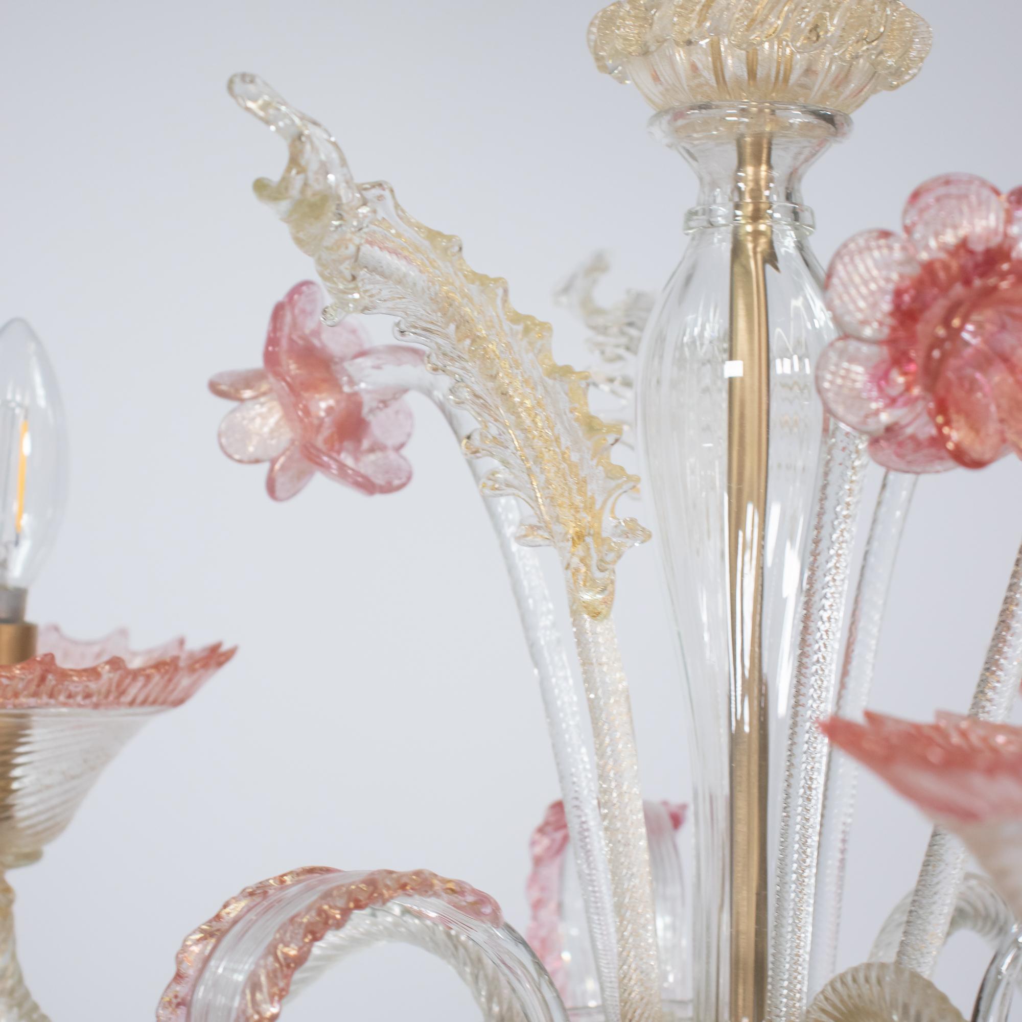 Italiano Lampadario vintage di Murano in oro rosa in stile Ca' Rezzonico alla maniera di Briati in vendita