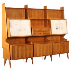 Vintage Cabinet Mahogany Veneer, Italy, 1950s-60s