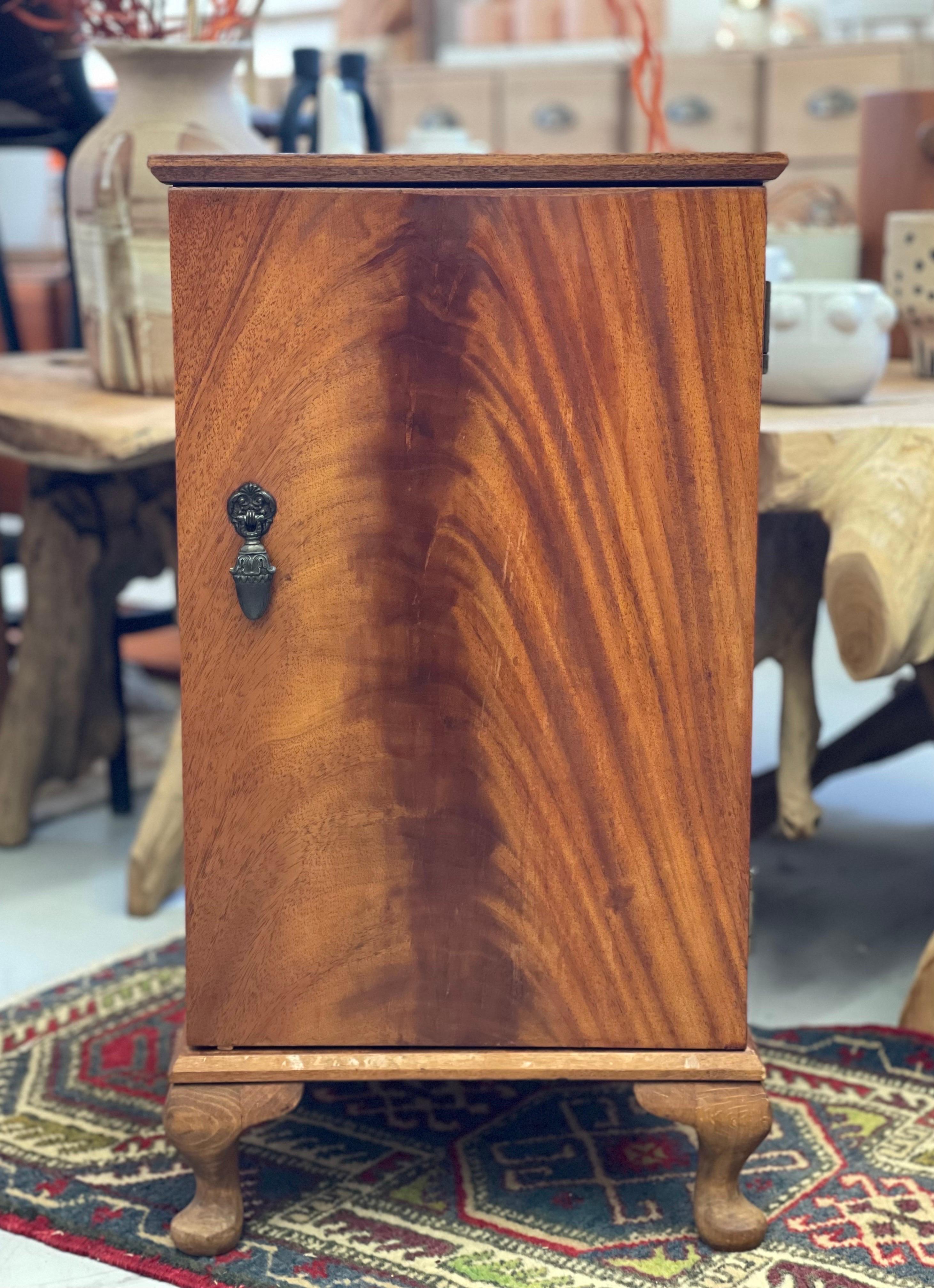 Late 20th Century Vintage Cabinet Table with Burl Front For Sale