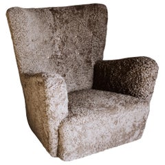 Vintage Cabinetmaker Chair in Sheepskin from Denmark, circa 1950