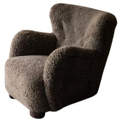 Vintage Cabinetmaker Chair in Sheepskin from Denmark, Circa 1950