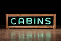 Vintage "Cabins" Single Sided Porcelain Neon Sign