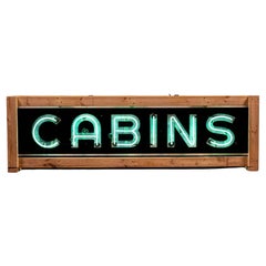 Vintage "Cabins" Single Sided Porcelain Neon Sign