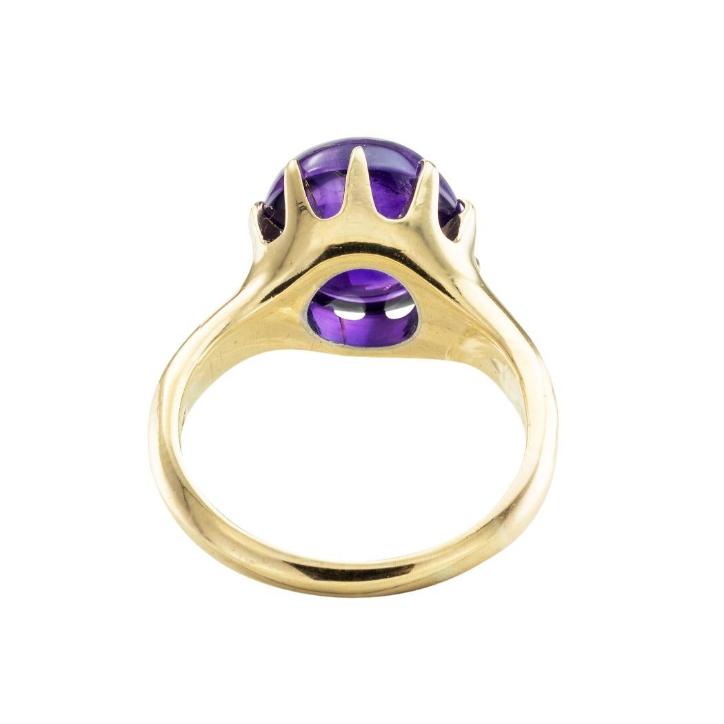 Vintage Cabochon Amethyst Yellow Gold Ring For Sale 1