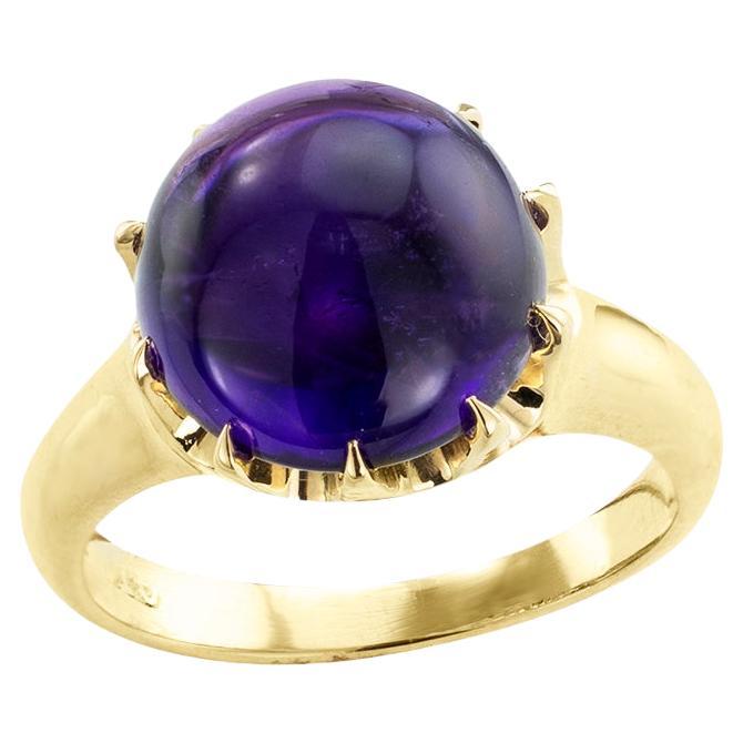 Vintage Cabochon Amethyst Yellow Gold Ring For Sale
