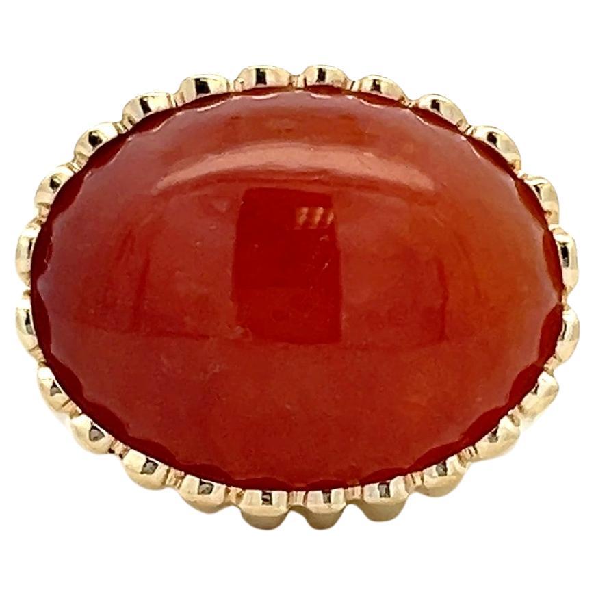 Vintage Cabochon Carnelian 18K Yellow Gold Cocktail Ring