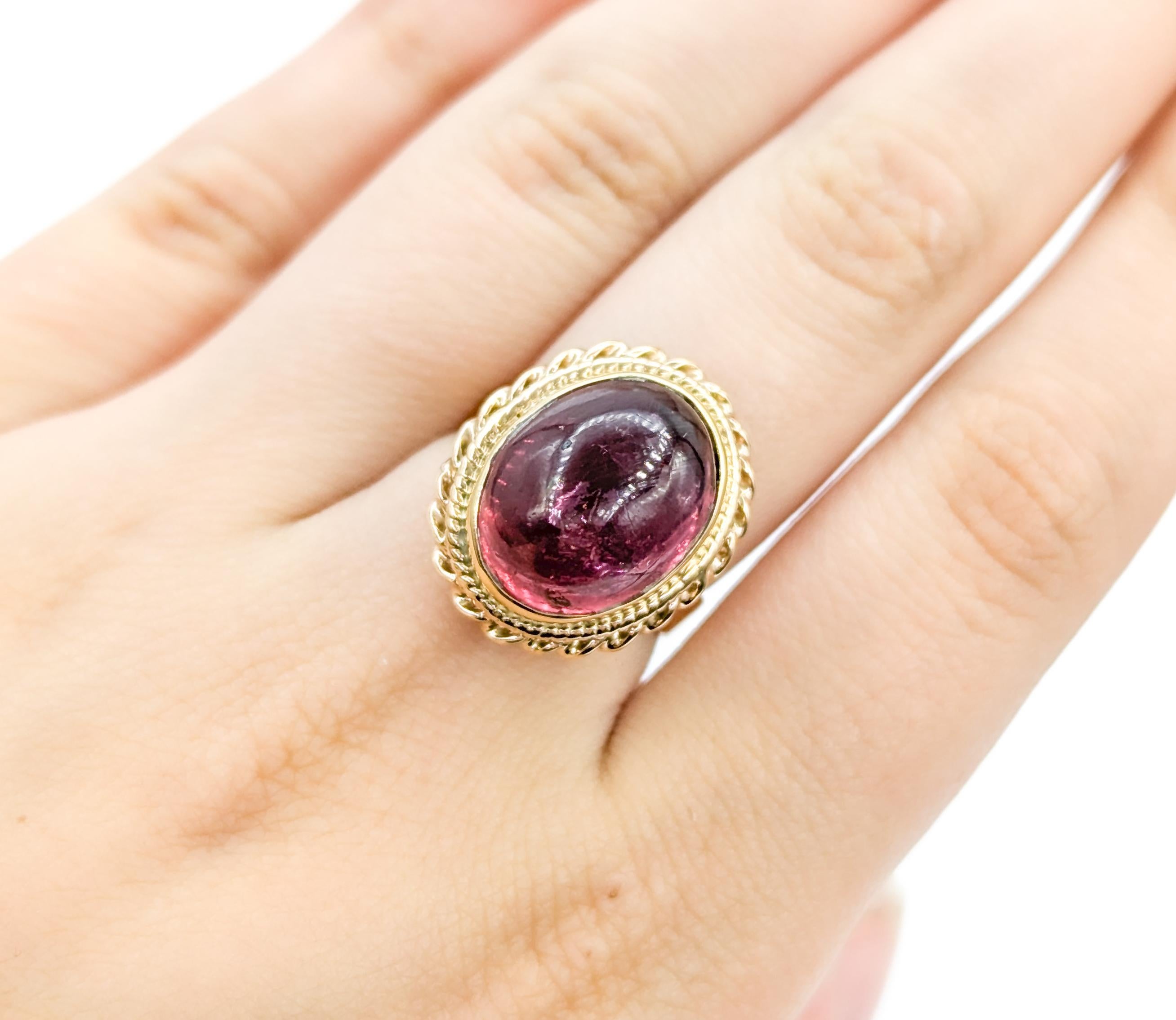 Vintage Cabochon Rubellit Turmalin Ring im Zustand „Hervorragend“ im Angebot in Bloomington, MN