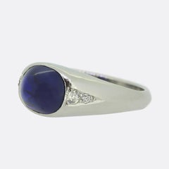 Vintage Cabochon Sapphire and Diamond Ring