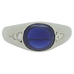 Vintage Cabochon Sapphire and Diamond Ring