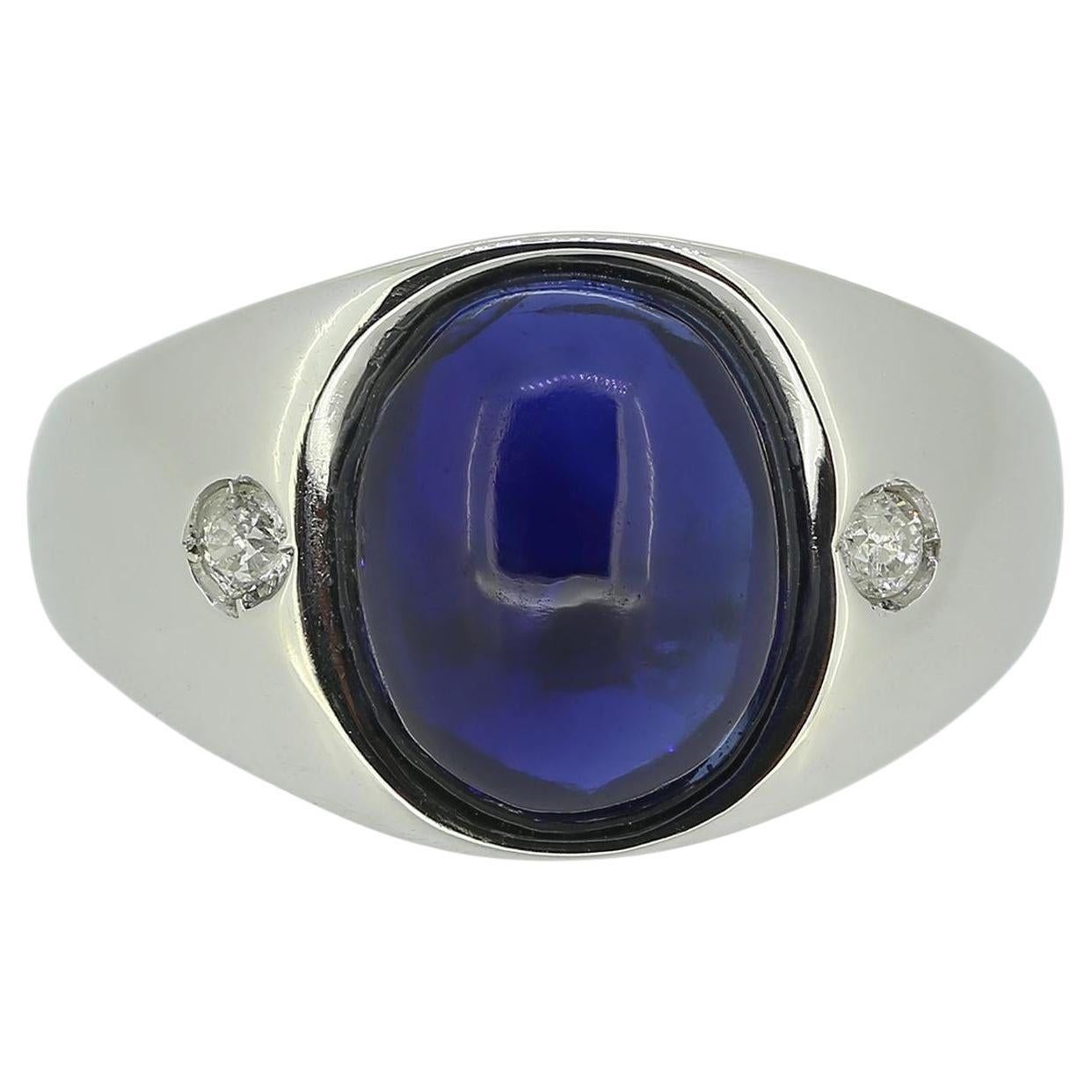 Vintage Cabochon Sapphire and Diamond Ring