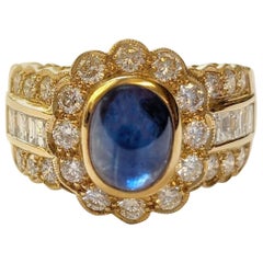Vintage Cabochon Sapphire Ring mit Diamanten Vintage Cabochon Sapphire Ring mit Diamanten