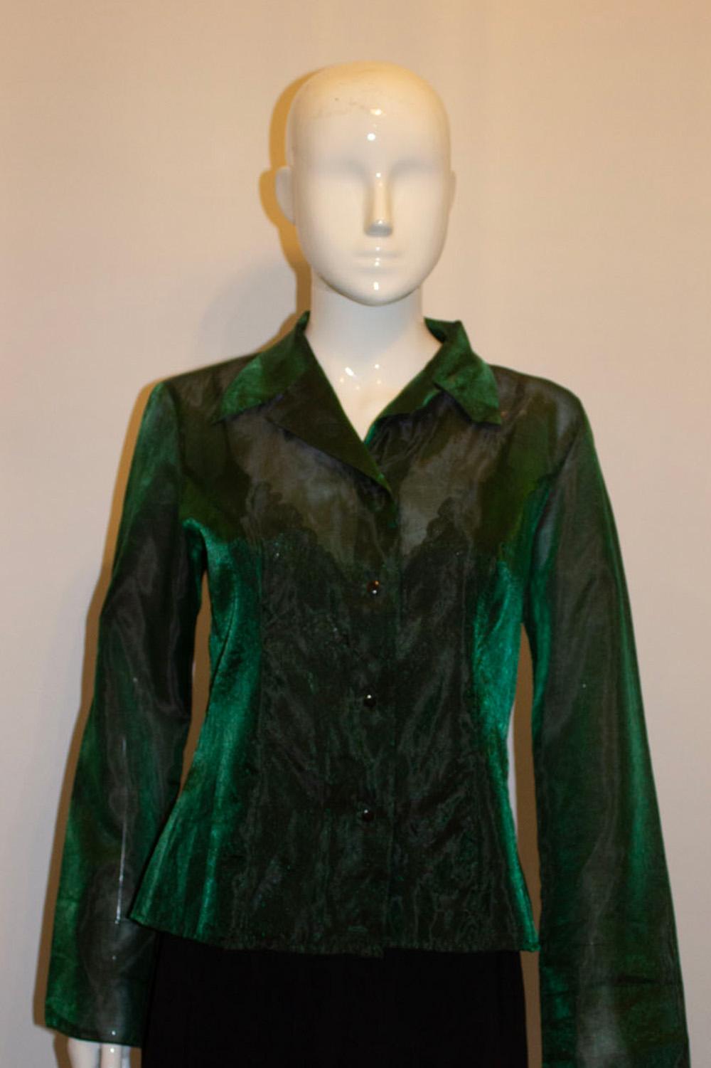Women's or Men's Vintage Cacharel Emerald Green Evening Shirt For Sale