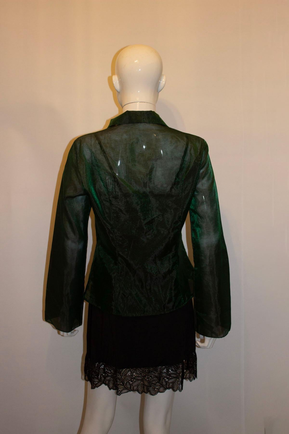 Vintage Cacharel Emerald Green Evening Shirt For Sale 2