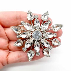 Vintage Cacharel Italy Crystal Starburst Brooch 1980s