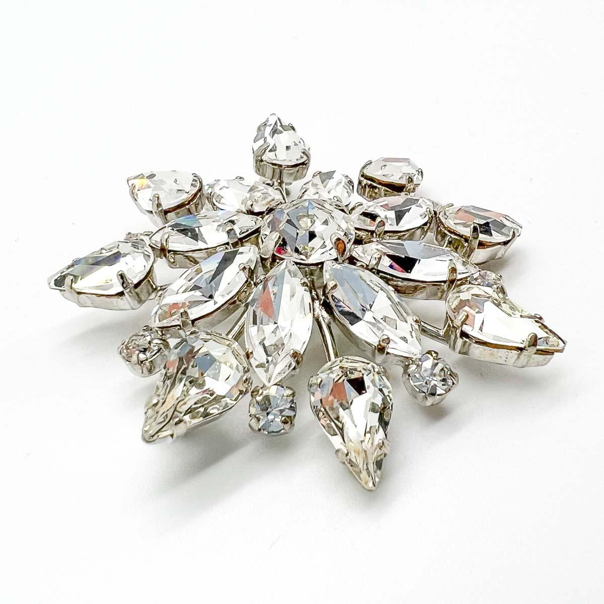 Vintage Cacharel Italy Crystal Starburst Brooch 1980s 1