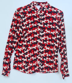 Vintage Cacharel Scottish Terrier Novelty Dog Print Blouse and Skirt