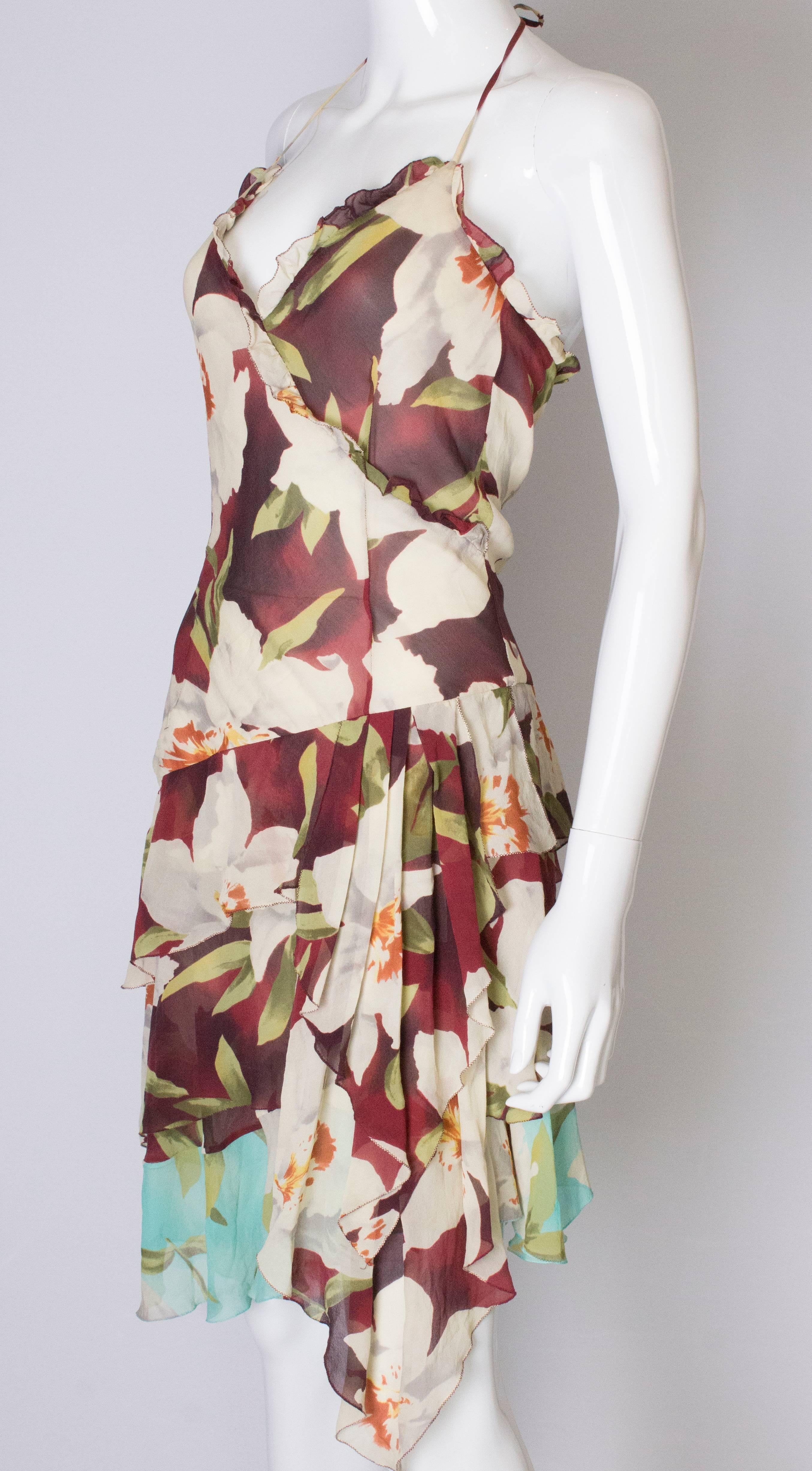 A vintage 1990s floral pinted silk party dress by Cacharel  In Good Condition In London, GB