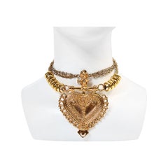 Vintage Cadoro Gold Tone Heart Necklace Circa 1980s