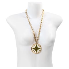 Long collier vintage Cadoro de couleur or avec disques en émail des années 1980
