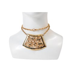 Vintage Cadoro Gold Tone Medallion Choker Necklace Circa 1980s