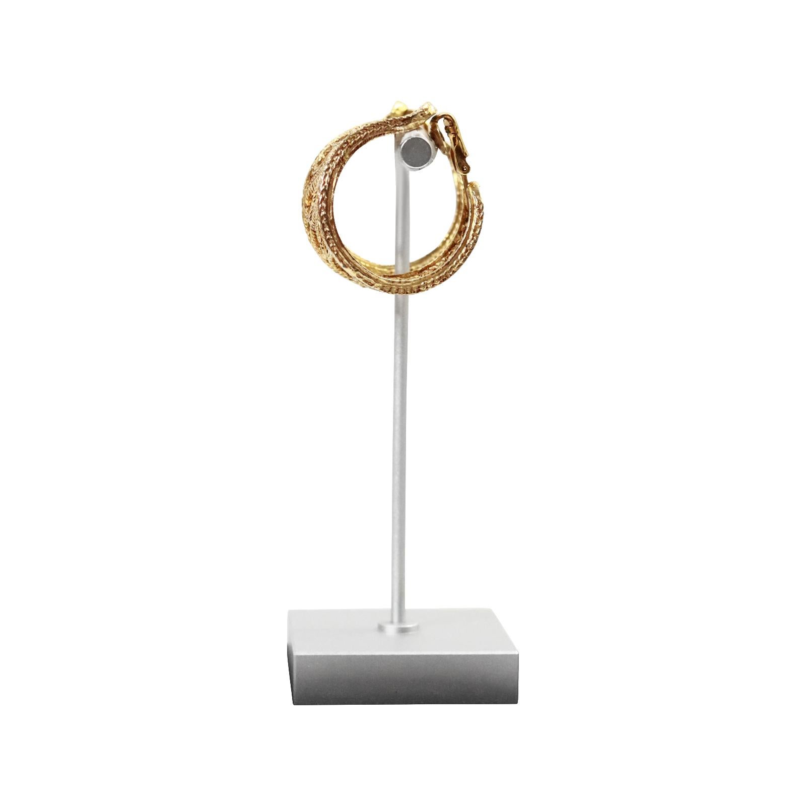 Women's or Men's Vintage Cadoro Gold Tone Swirl  Wide Hoop Earrings Circa 1980s For Sale