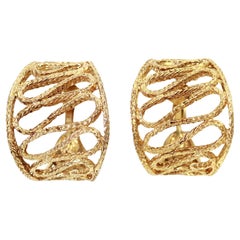 Vintage Cadoro Gold Tone Swirl  Boucles d'oreilles larges Circa 1980