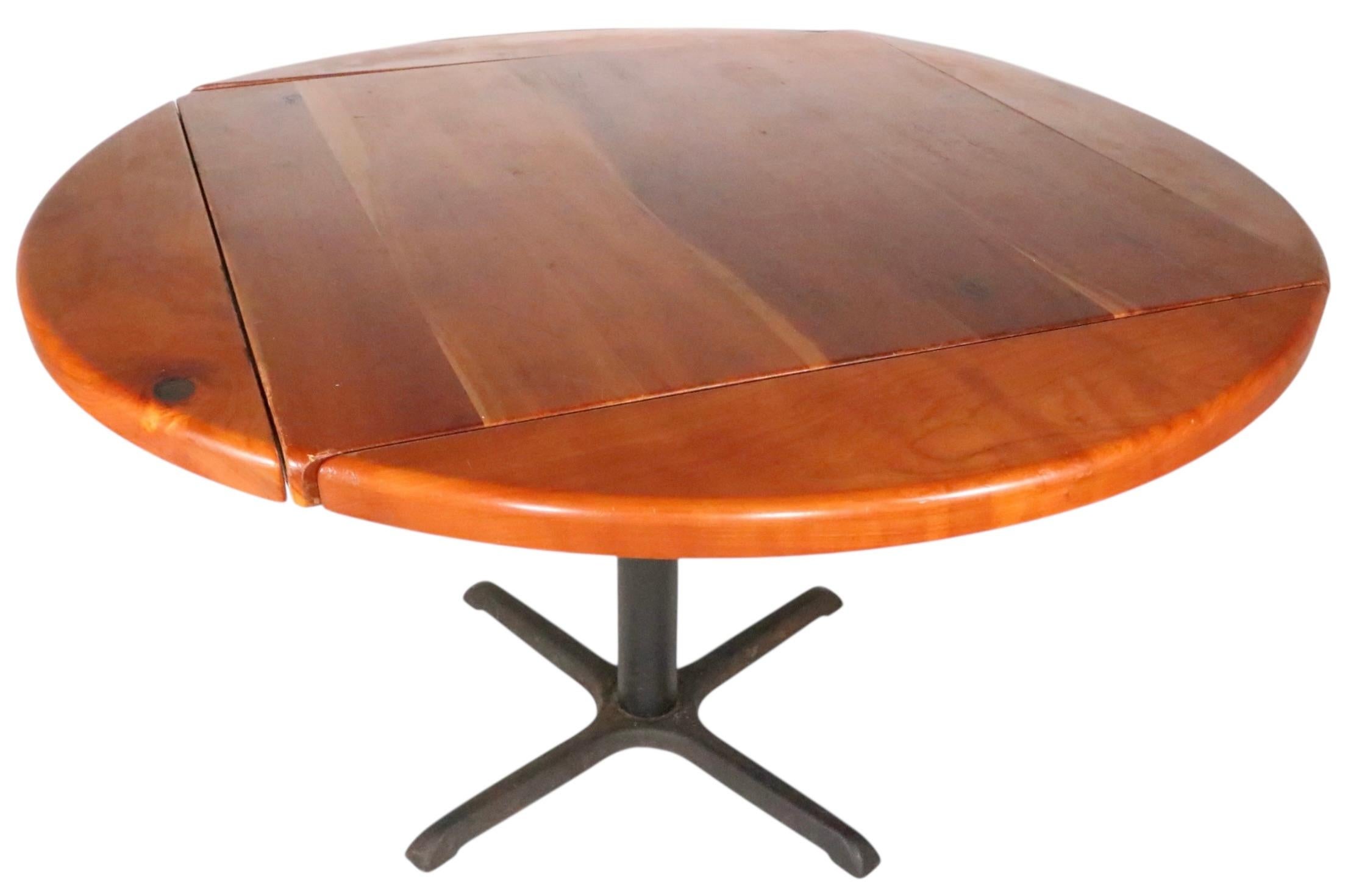 Vintage Cafe Bistro Style Drop Leaf Dining  Table signed DW Brummritt In Good Condition For Sale In New York, NY