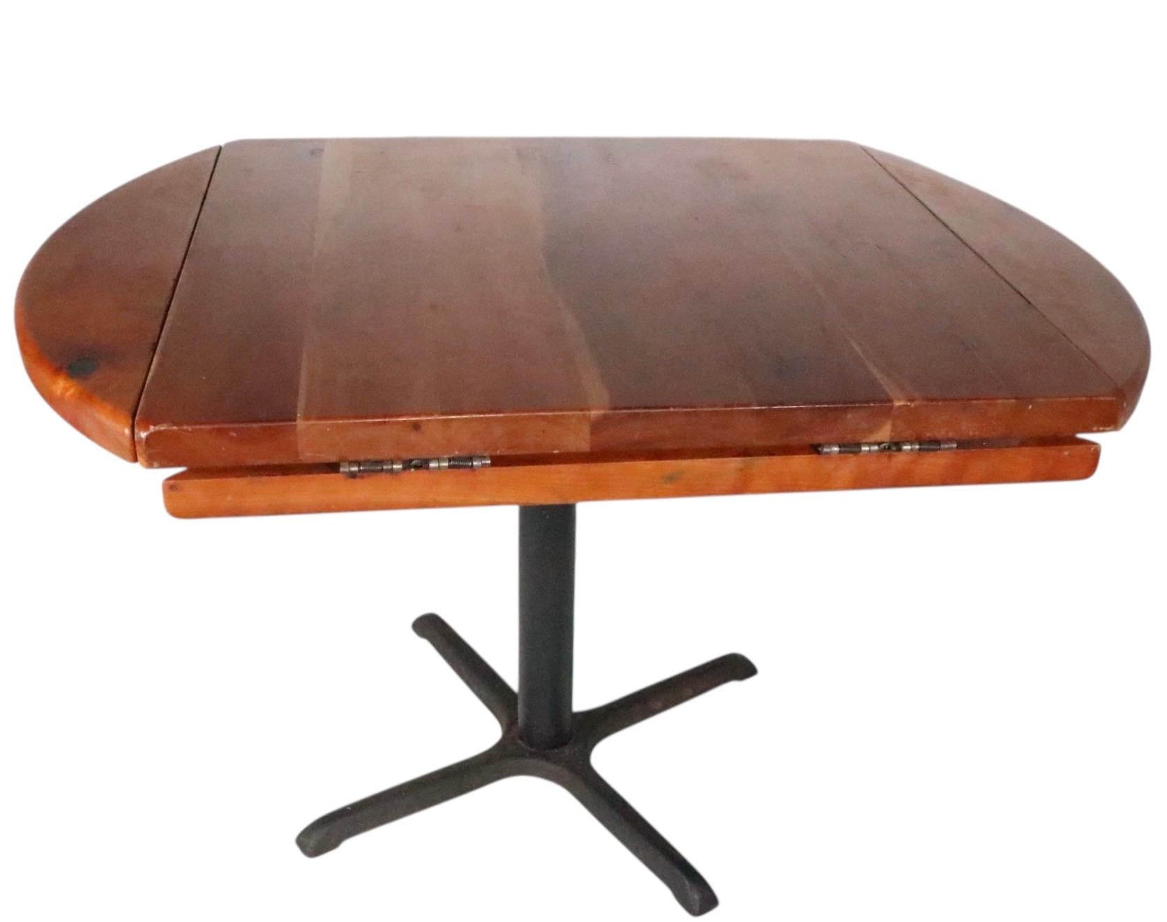 Metal Vintage Cafe Bistro Style Drop Leaf Dining  Table signed DW Brummritt For Sale