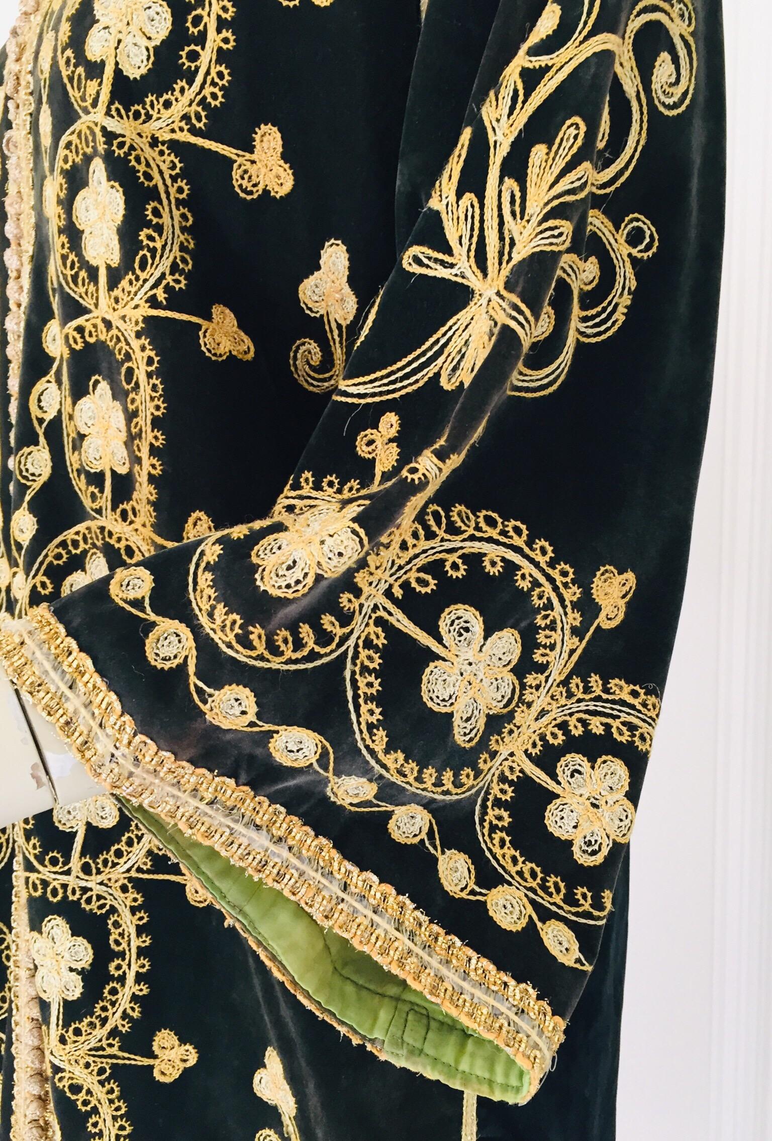 Vintage Caftan, Black Velvet and Gold Embroidered, 1960s at 1stDibs ...