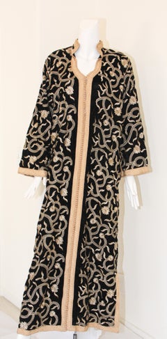 Vintage Caftan, Black Velvet and Gold Embroidered Kaftan