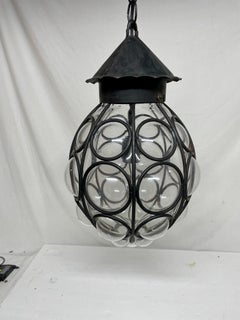 Lampadario a lanterna in vetro a bolle d'aria vintage