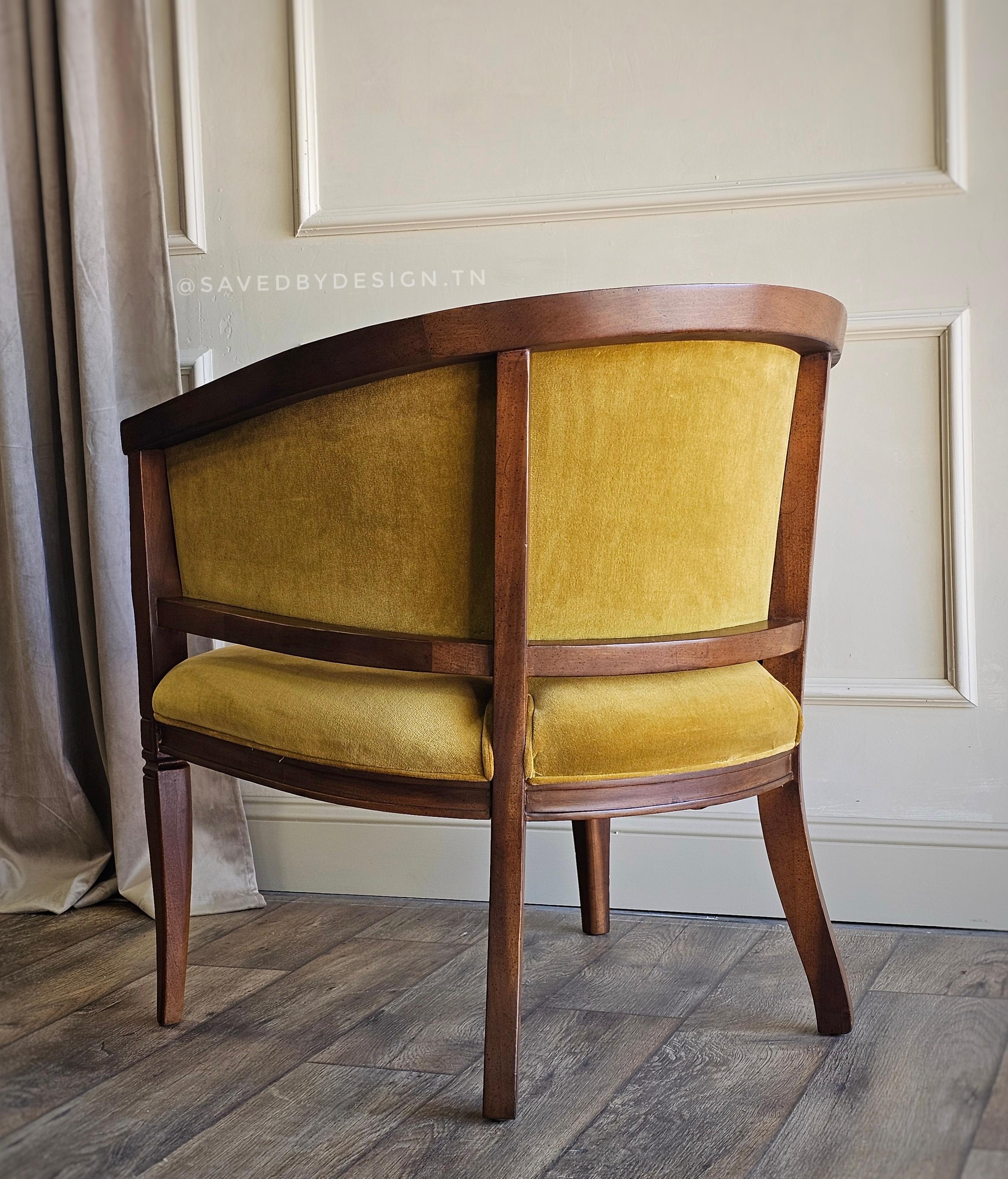 When I flipped this velvet barrel-back chair over, I found a shipping tag from Cain-Sloan Co., one of Nashville’s most iconic department stores. Founded in 1903 and once located on Church Street, Cain-Sloan wasn't just a store—it was a destination