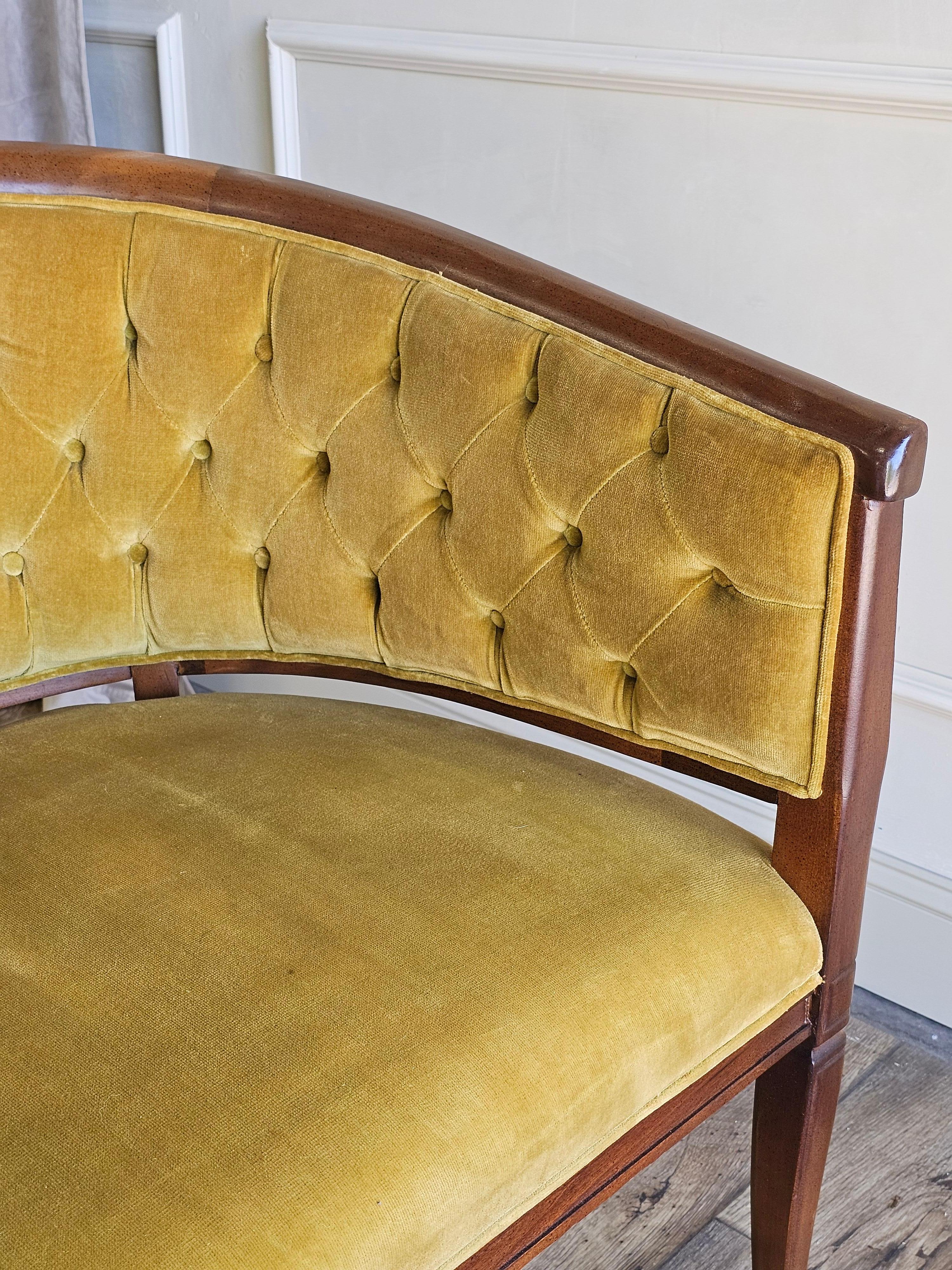 Mid-20th Century Vintage Cain Sloan Gold Tufted Barrel Upholstered Chair
