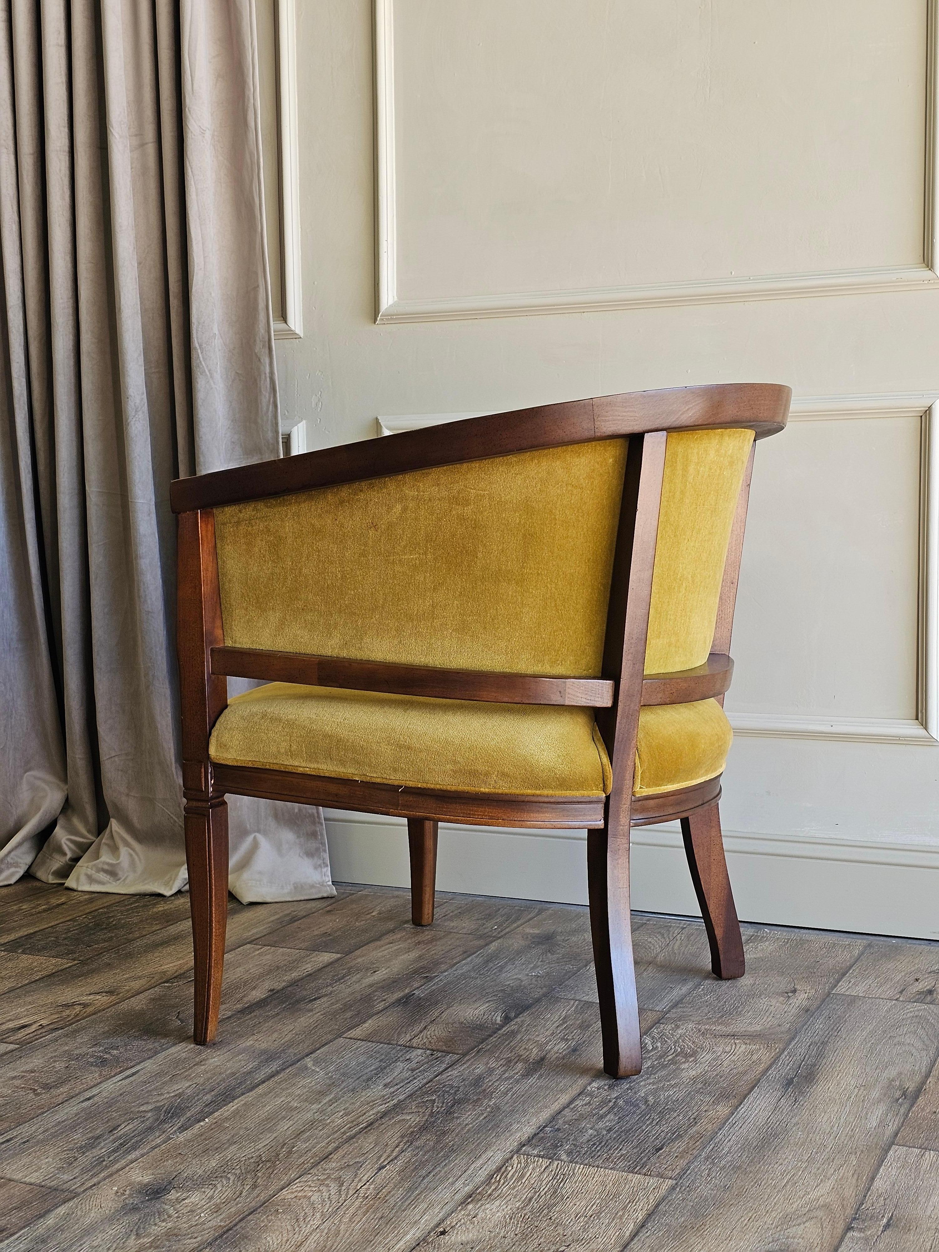Vintage Cain Sloan Gold Tufted Barrel Upholstered Chair 2