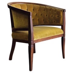 Vintage Cain Sloan Gold Tufted Barrel Upholstered Chair