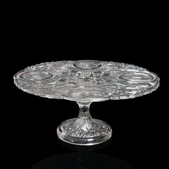 Vintage Cake Stand, French, Cut Glass, Afternoon Tea Serving Platter, Circa 1950