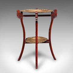Vintage Cake Table, Oriental, Brass, Mahogany, Afternoon Fancies Stand, Art Deco