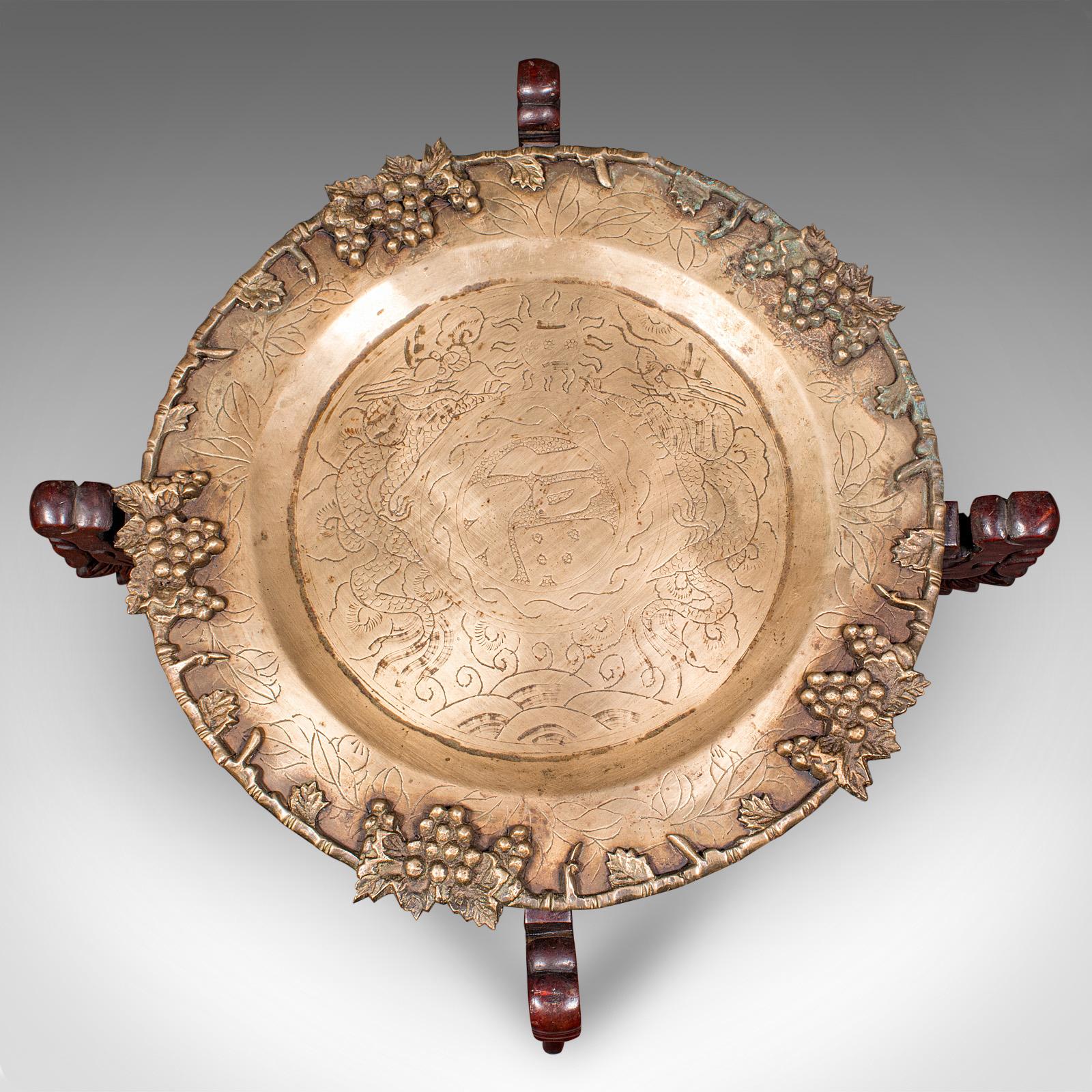 Vintage Cake Table, Oriental, Brass, Mahogany, Afternoon Fancies Stand, Art Deco Bon état - En vente à Hele, Devon, GB